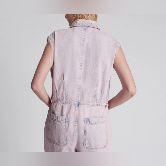 226.FREE PEOPLE One Teaspoon Palisades denim overall in Haze Pink Sz S NWOT $275 - Picture 3 of 11